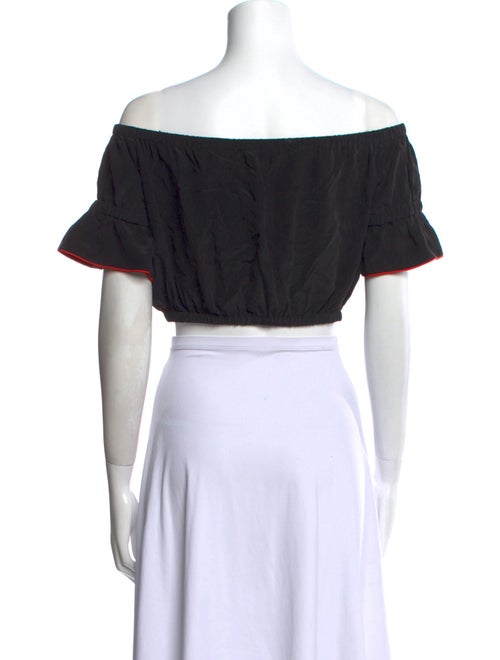 Ganni Silk Off-The-Shoulder Crop Top