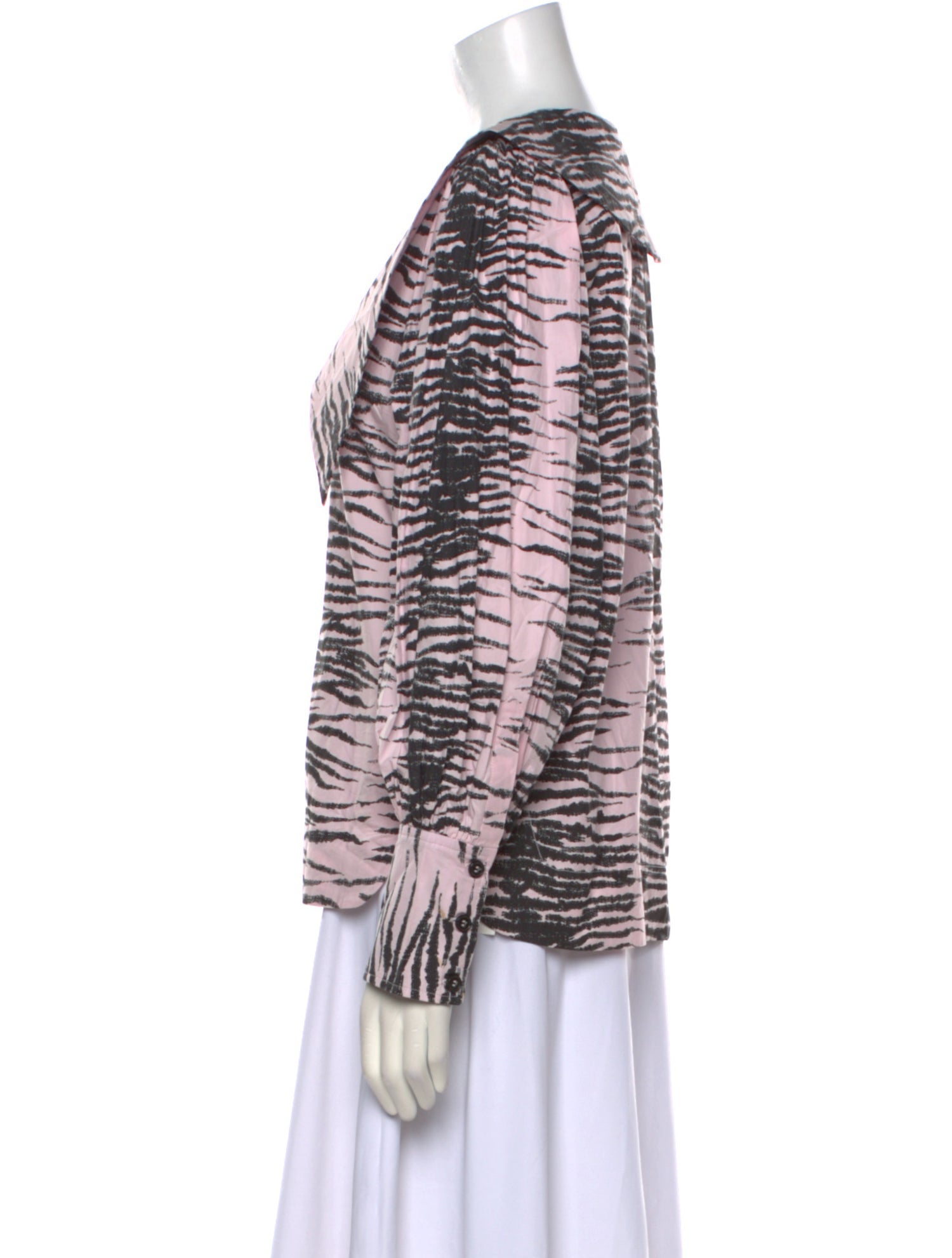 Ganni Printed Long Sleeve Blouse