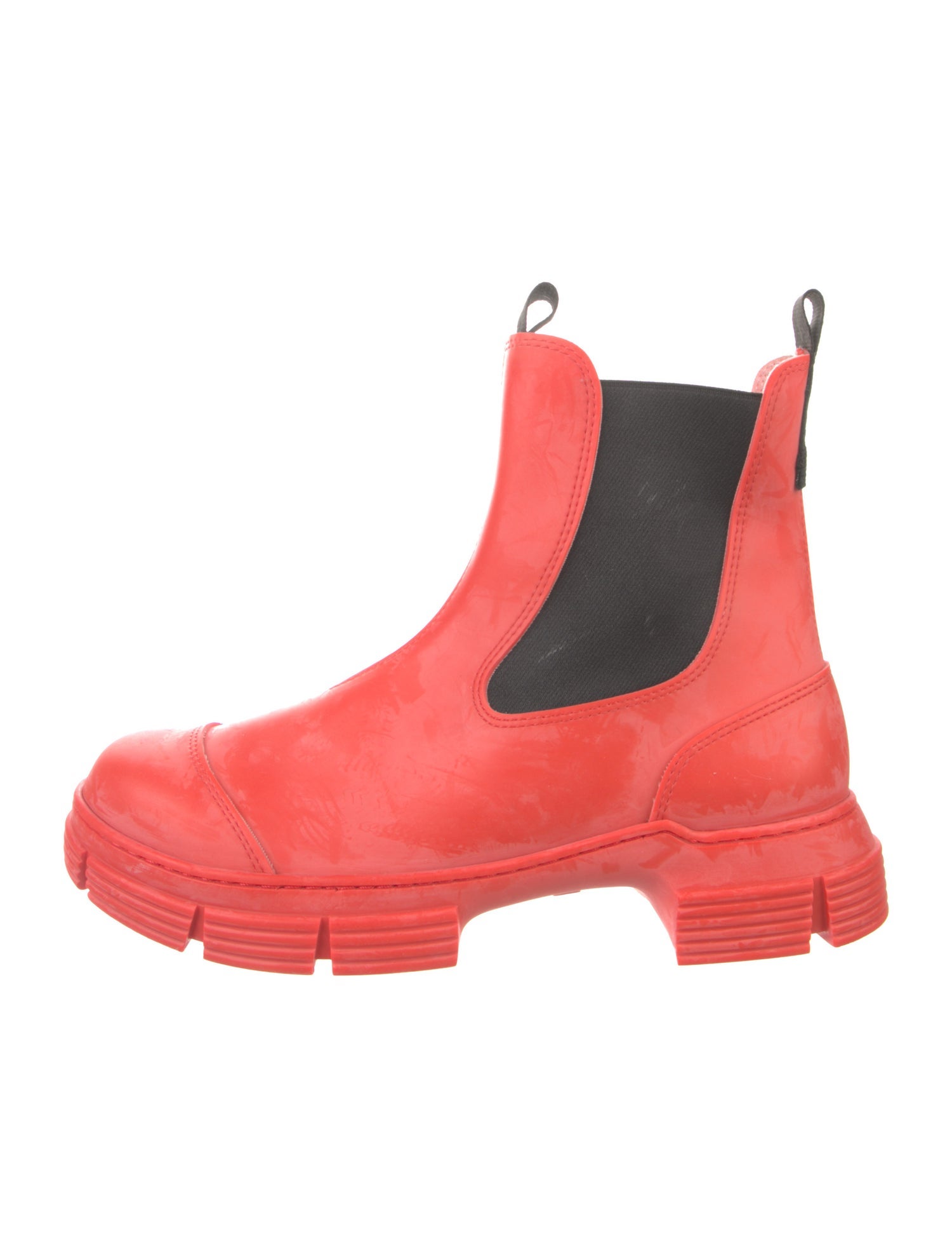 Ganni Leather Chelsea Boots - Red Boots, Shoes - WZG119944