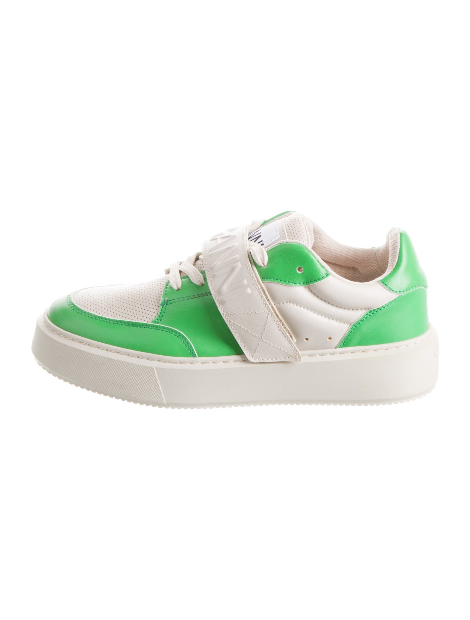 Ganni Leather Colorblock Pattern Sneakers