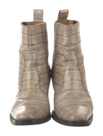 Ganni Leather Printed Western Boots