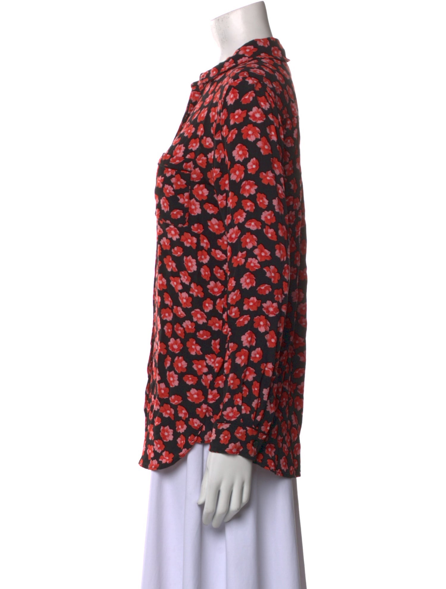 Ganni Printed Long Sleeve Button-Up Top