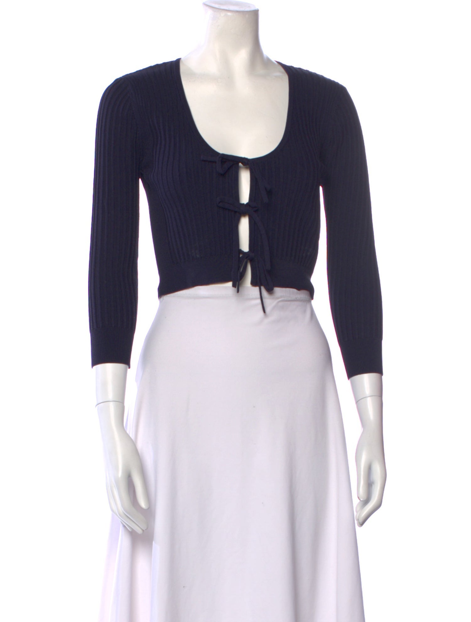 Ganni Scoop Neck Three-Quarter Sleeve Crop Top w/ Tags