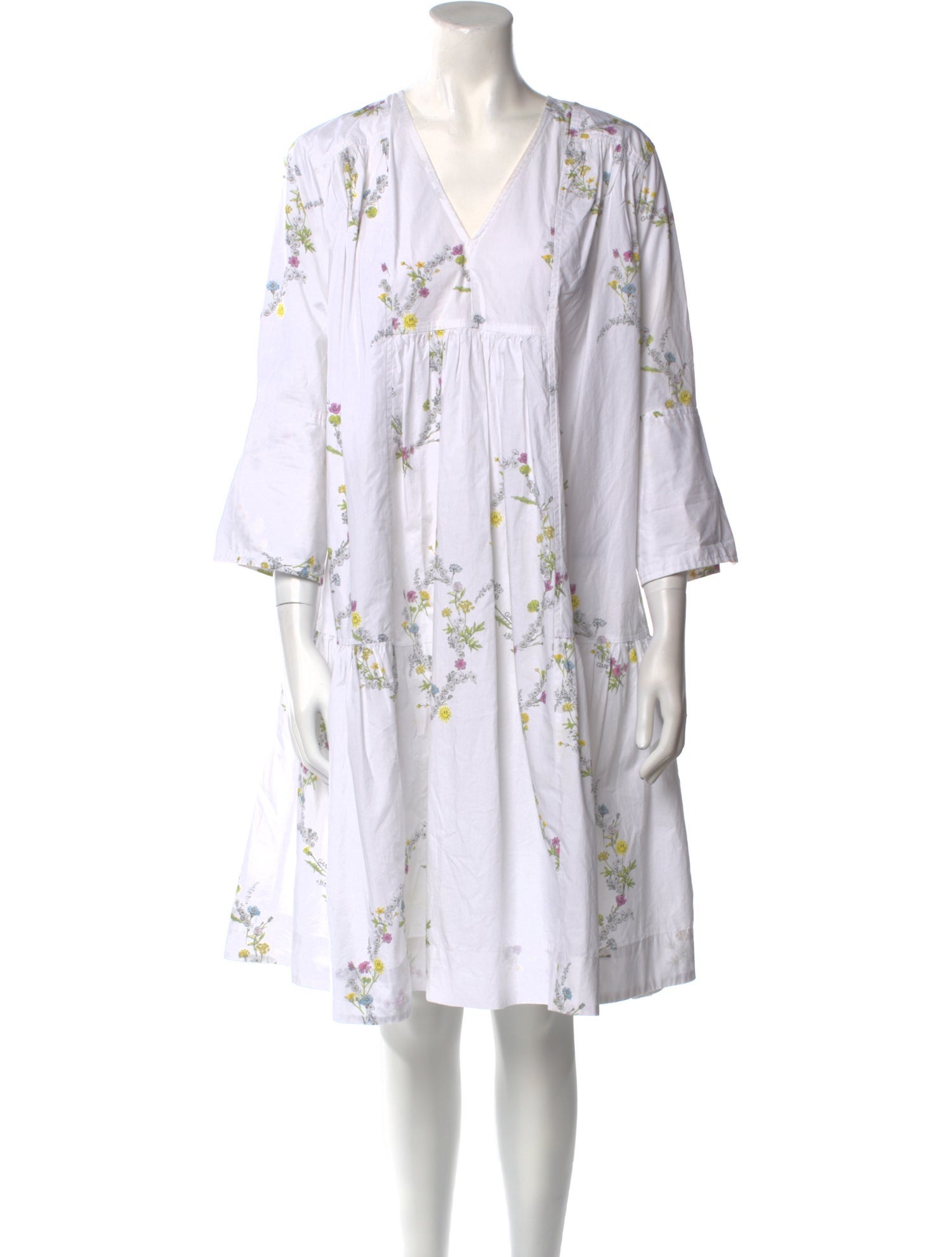 Ganni Floral Print Knee-Length Dress