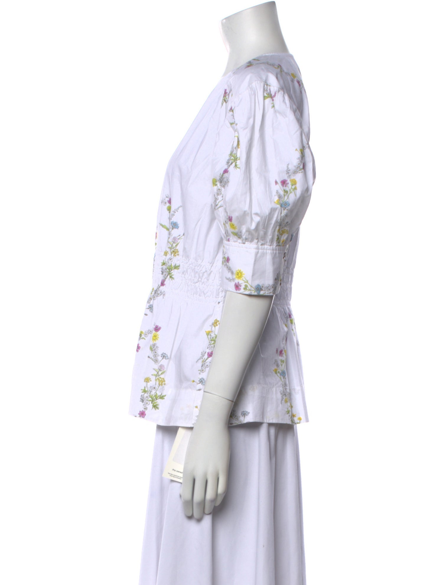 Ganni Floral Print V-Neck Blouse