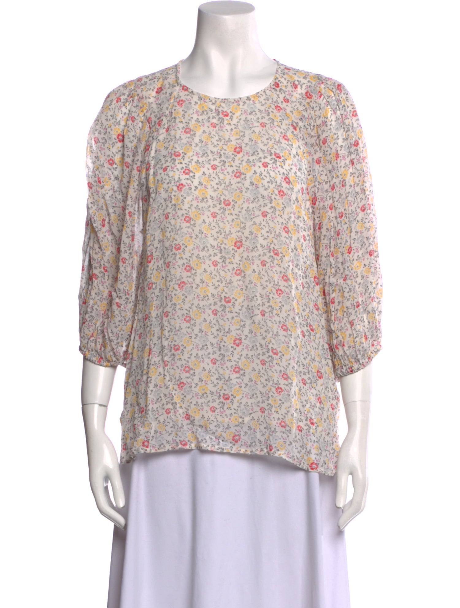 Ganni Floral Print Crew Neck Blouse w/ Tags