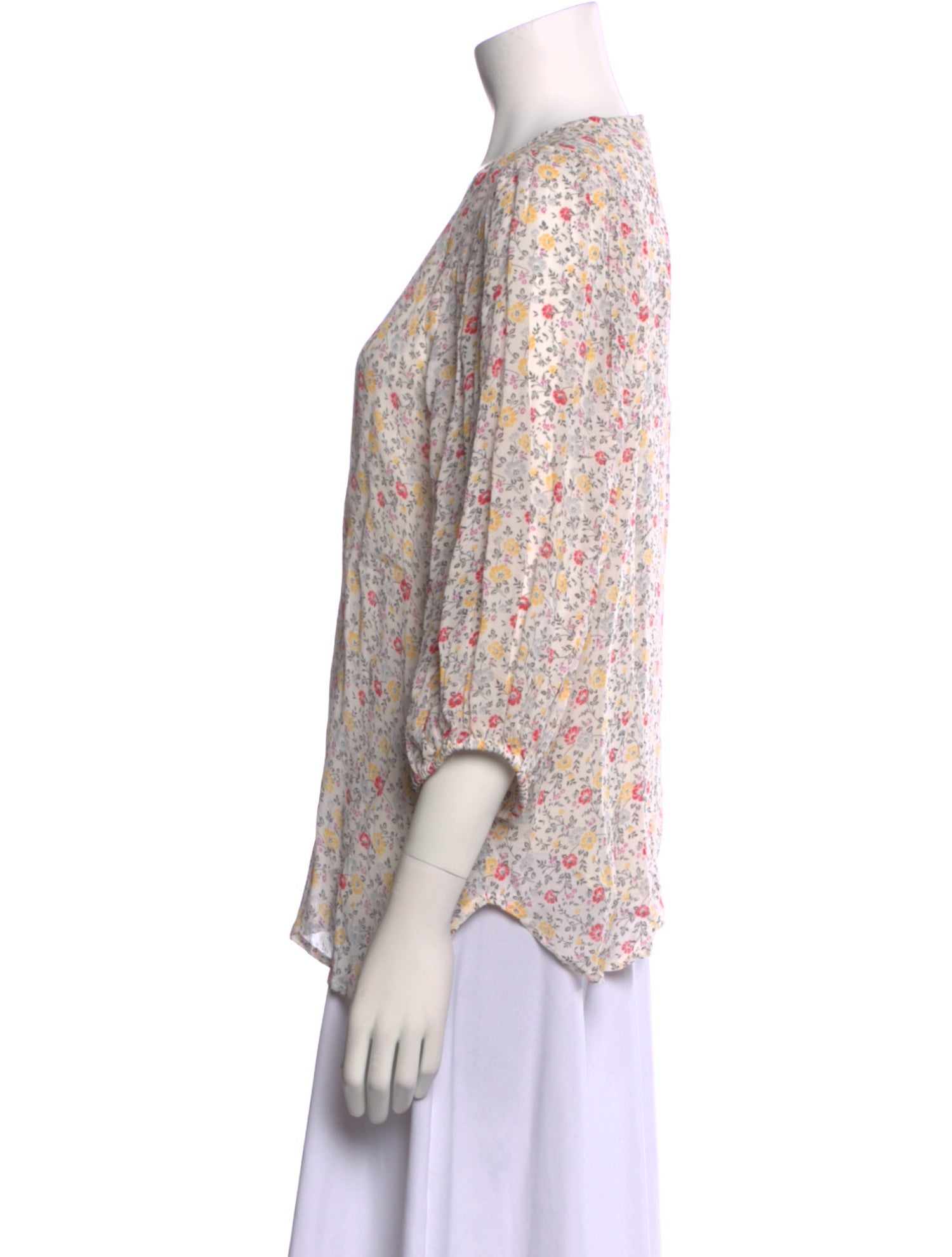 Ganni Floral Print Crew Neck Blouse w/ Tags