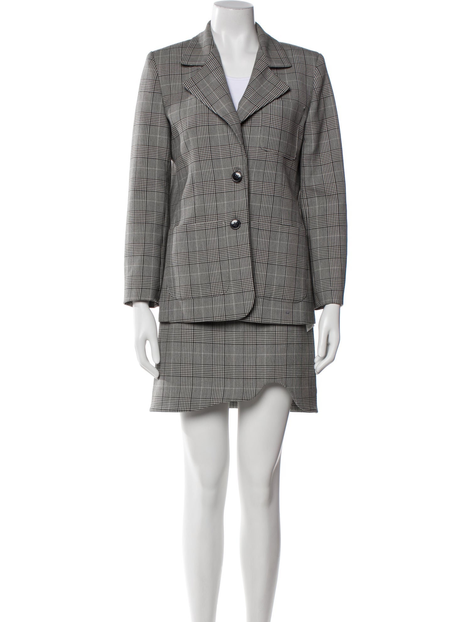 Ganni Plaid Print Skirt Suit