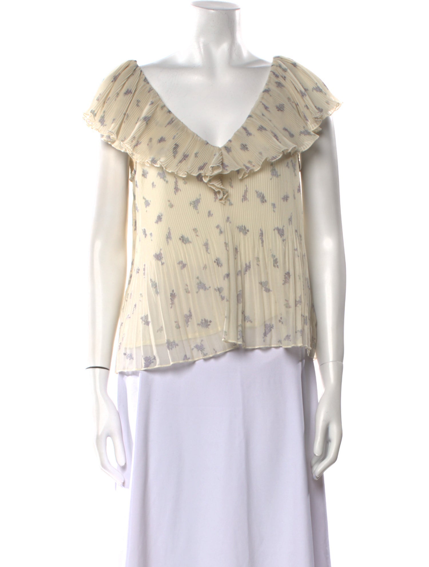 Ganni Printed V-Neck Blouse