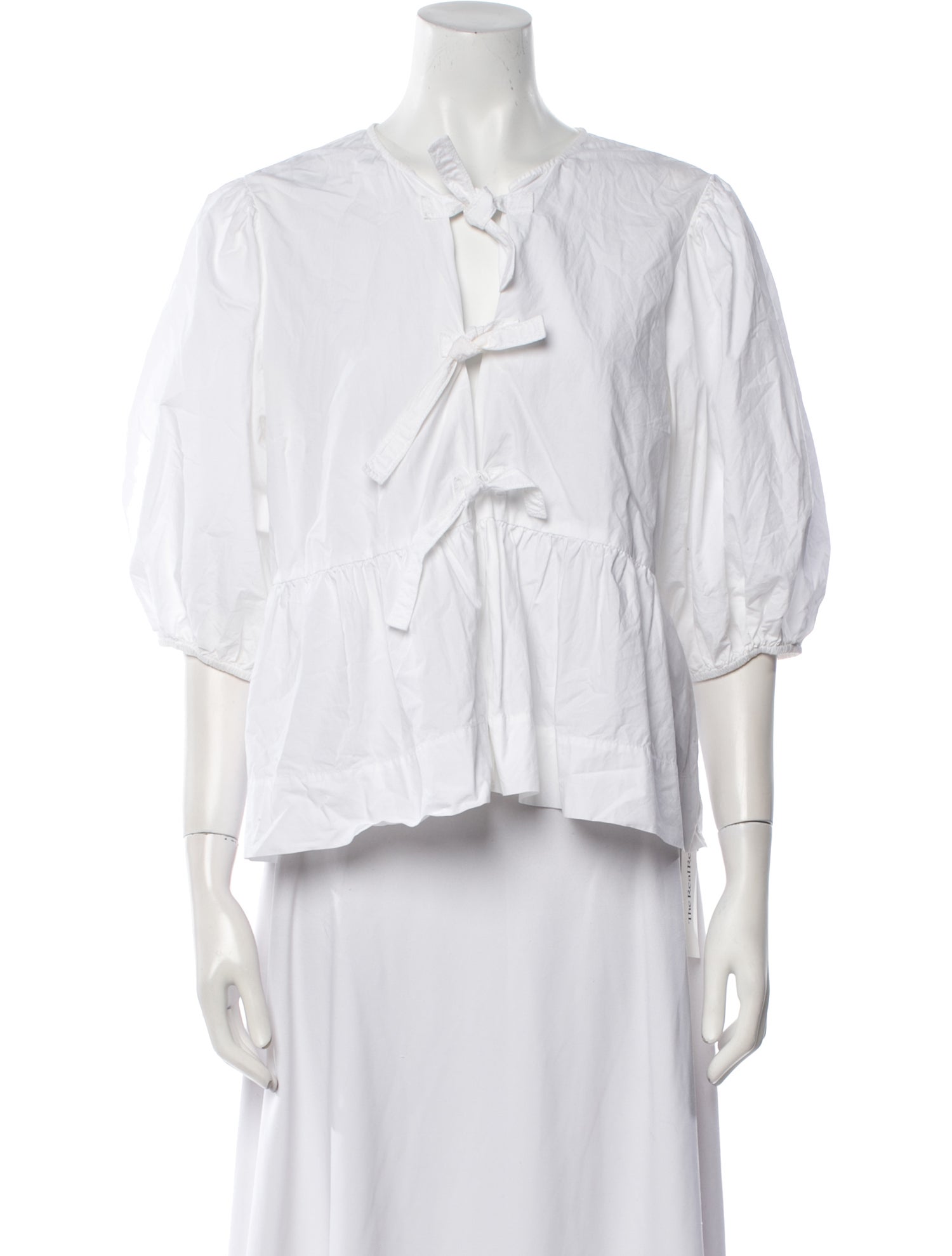 Ganni V-Neck Three-Quarter Sleeve Crop Top