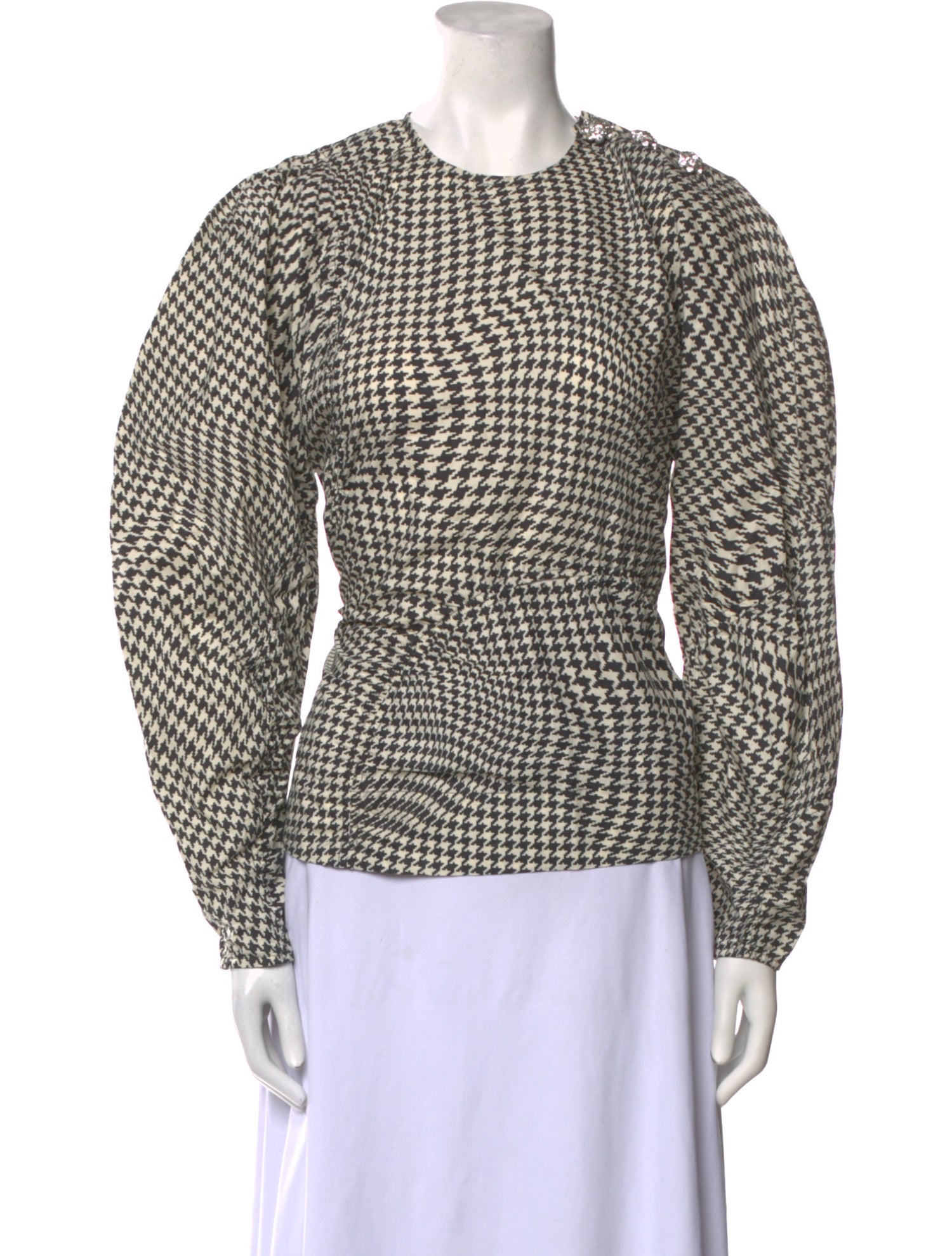 Ganni Plaid Print Crew Neck Sweatshirt