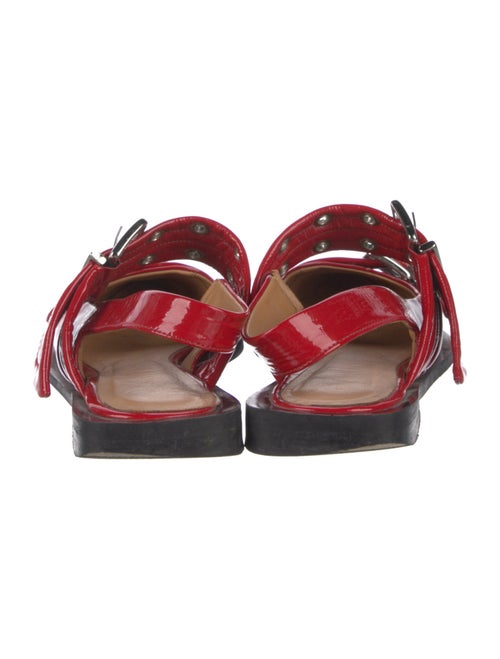 Ganni Patent Leather Eyelet Trim Slingback Flats