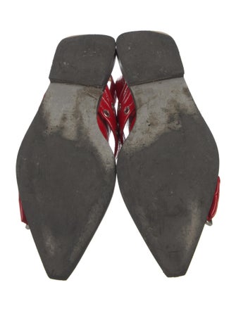 Ganni Patent Leather Eyelet Trim Slingback Flats