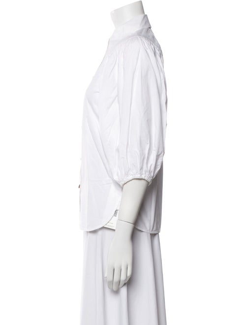 Ganni Three-Quarter Sleeve Button-Up Top