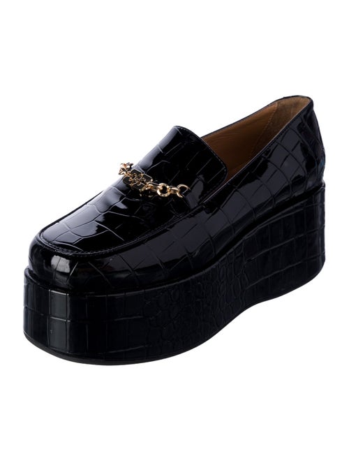 Ganni Patent Leather Chain-Link Accents Loafers