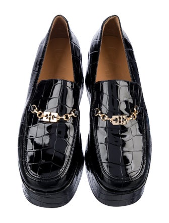 Ganni Patent Leather Chain-Link Accents Loafers