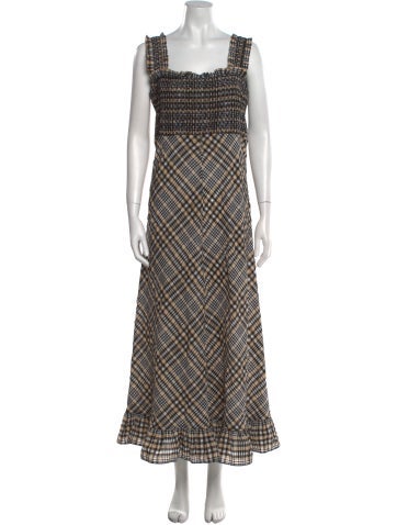 Ganni Dresses Plaid Print Long Dress Us12, Dk42 | XL