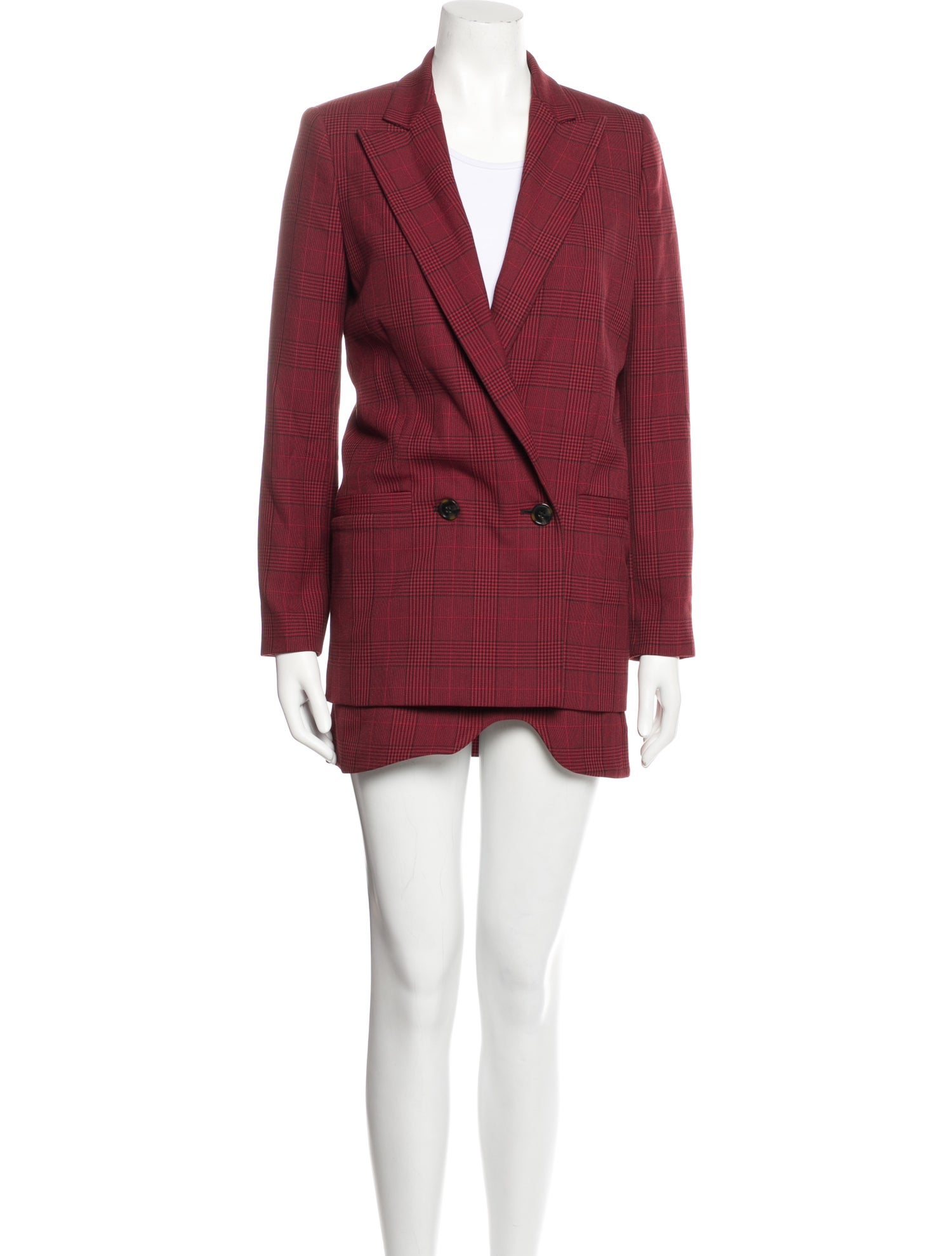 Ganni Plaid Print Skirt Suit w/ Tags