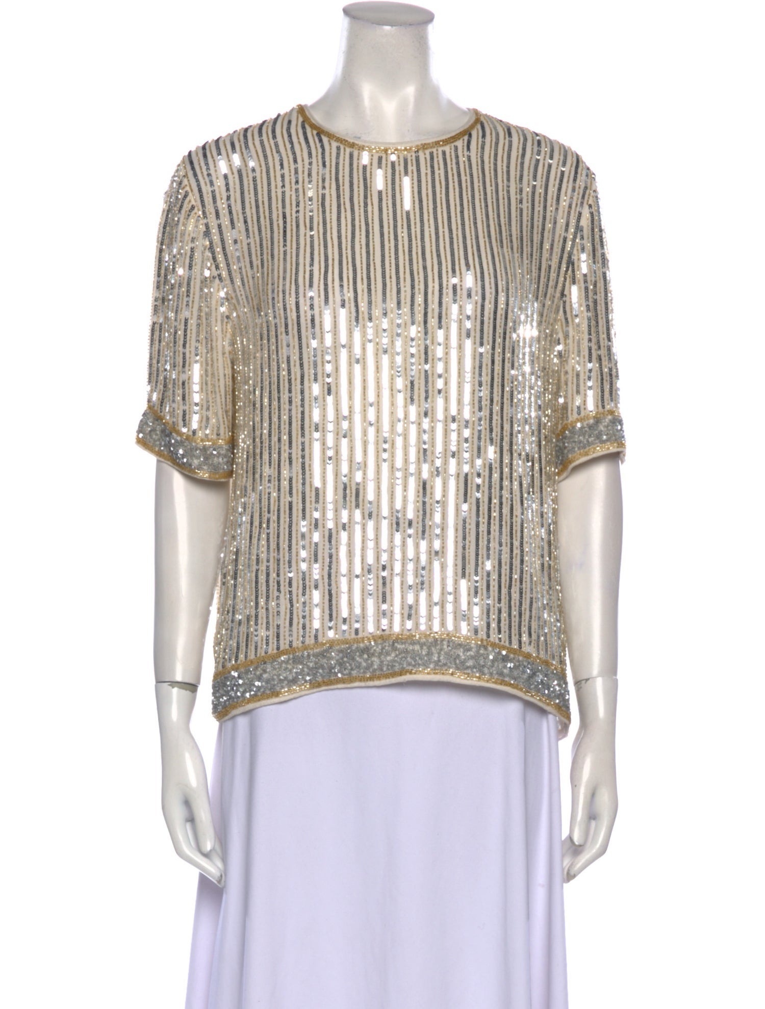 Ganni Patterned Crew Neck Top
