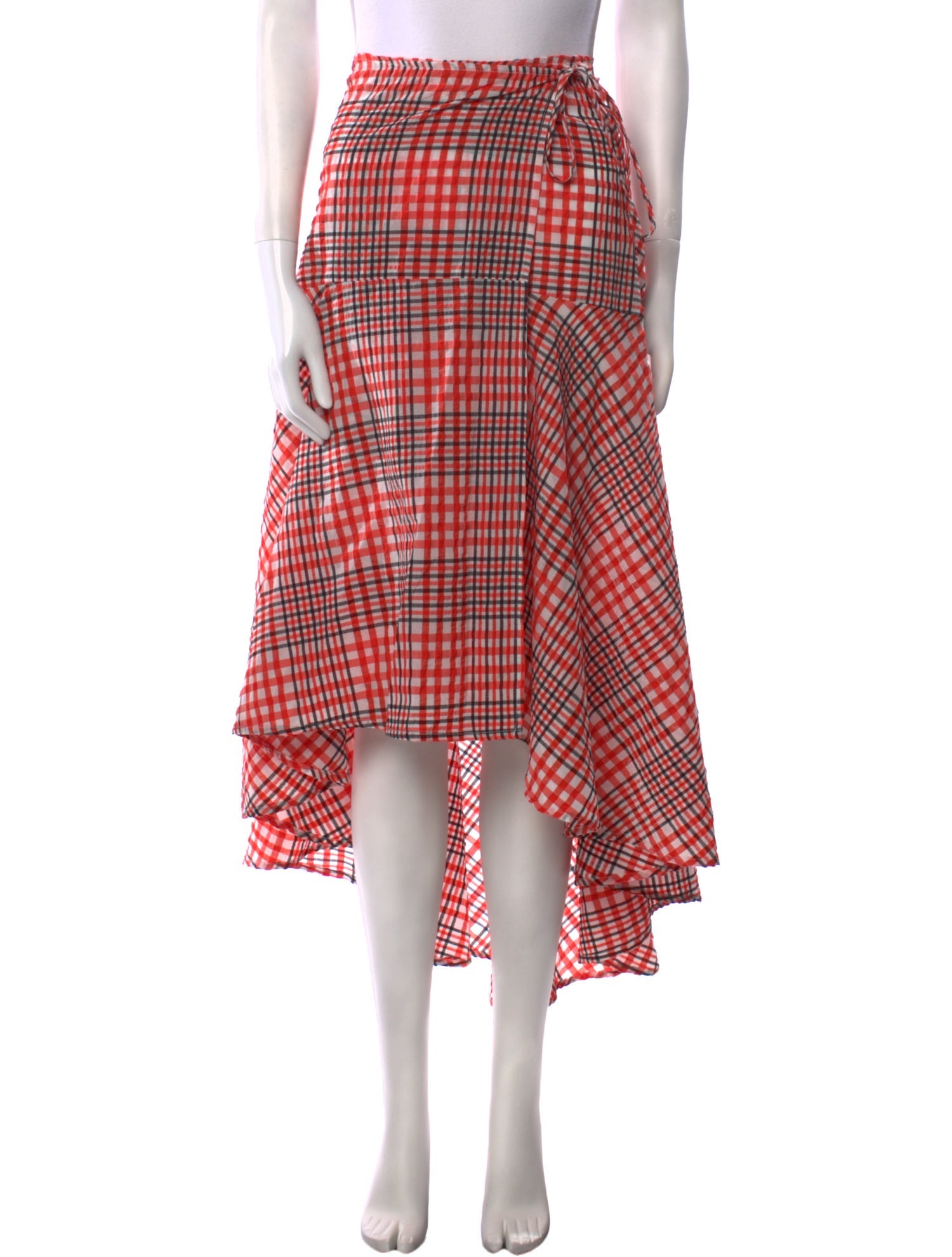 Ganni Plaid Print Midi Length Skirt