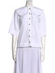 Ganni Three-Quarter Sleeve Button-Up Top