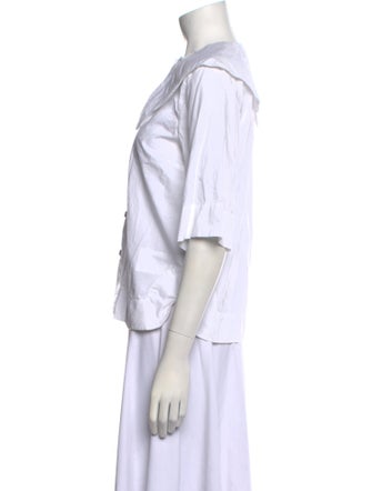 Ganni Three-Quarter Sleeve Button-Up Top