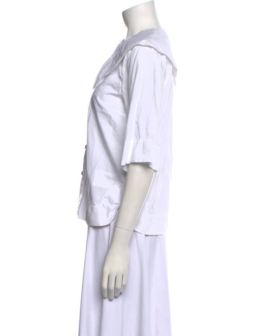 Ganni Three-Quarter Sleeve Button-Up Top