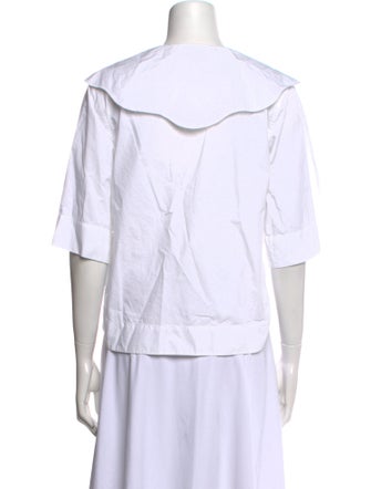 Ganni Three-Quarter Sleeve Button-Up Top