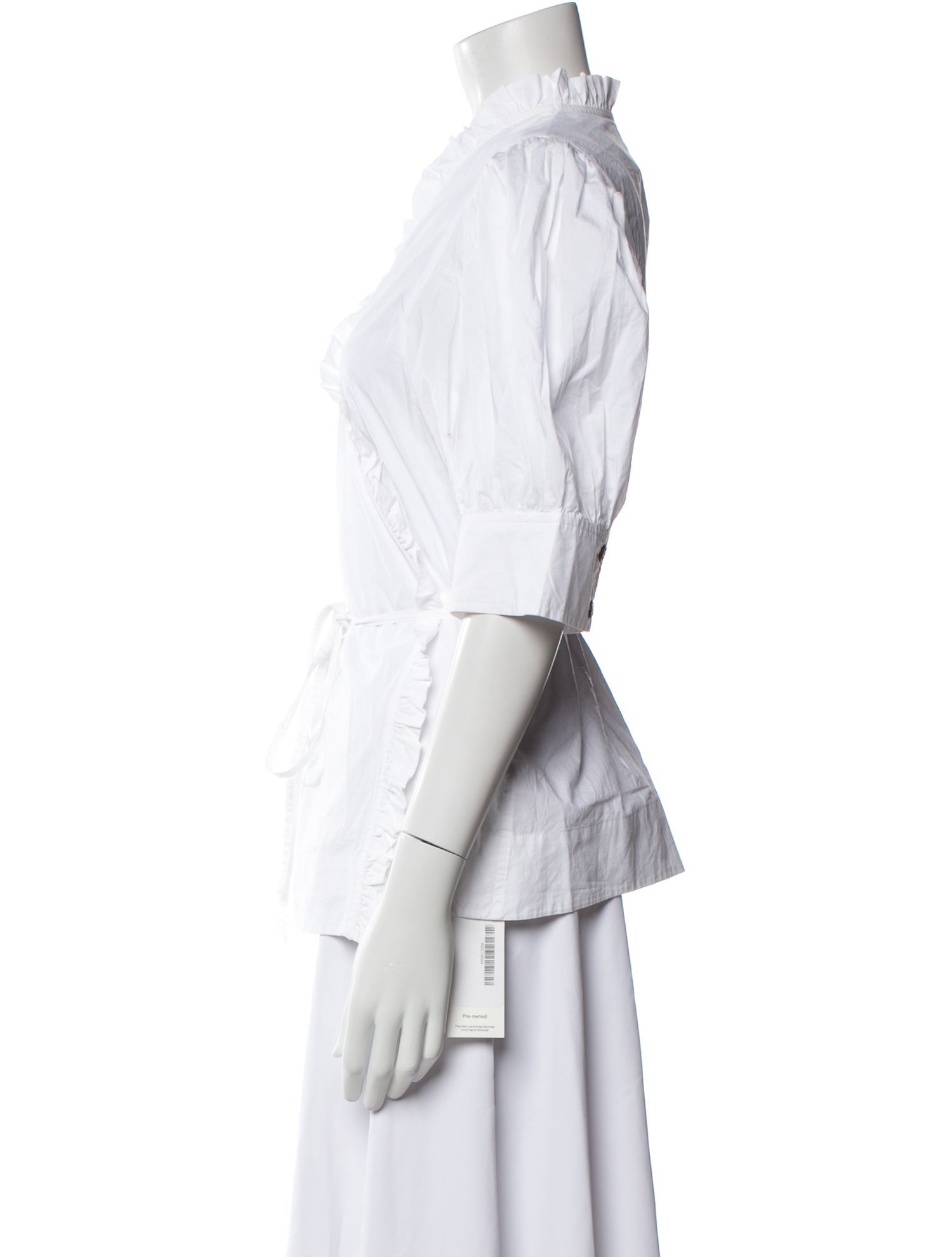 Ganni Three-Quarter Sleeve Button-Up Top