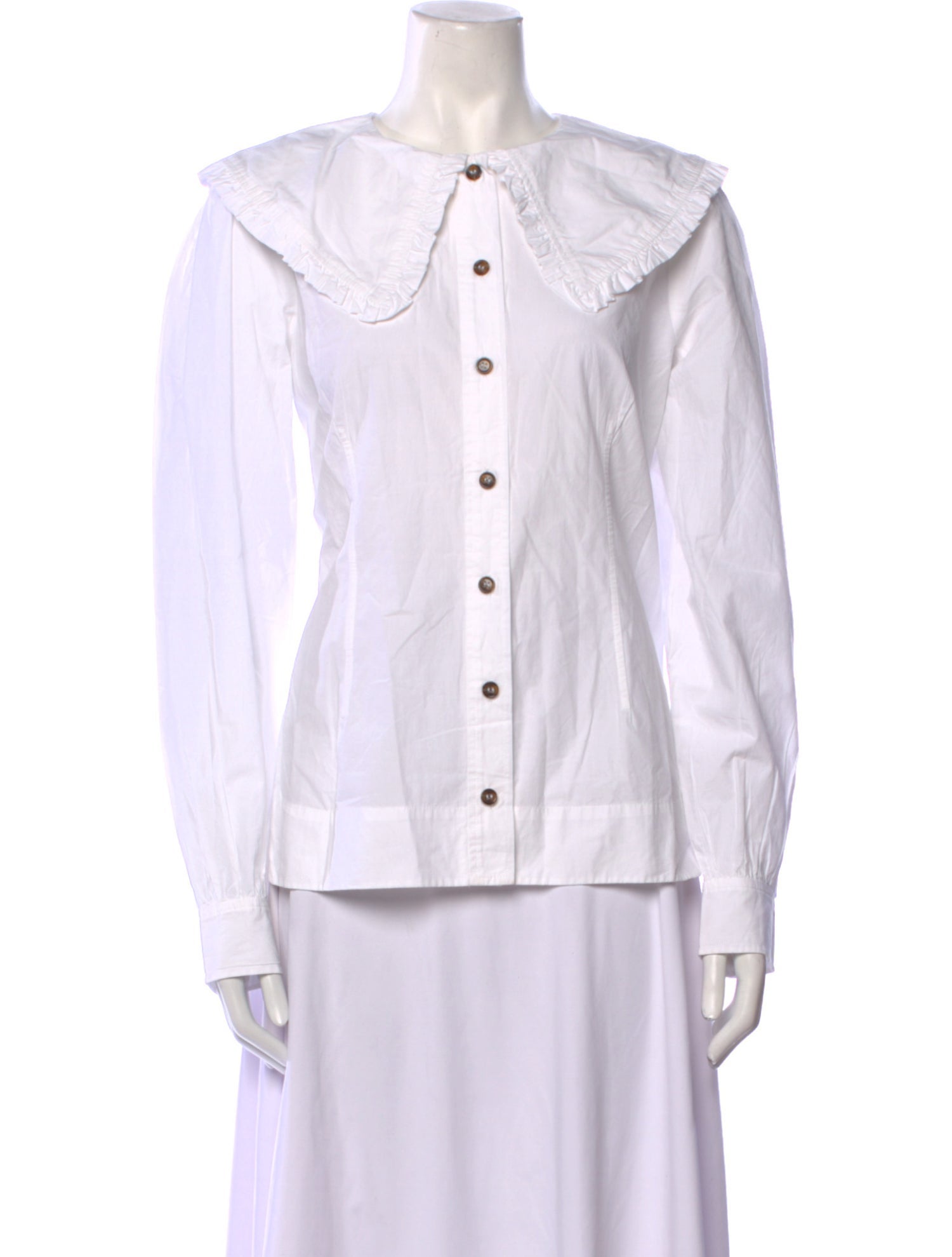 Ganni Long Sleeve Button-Up Top