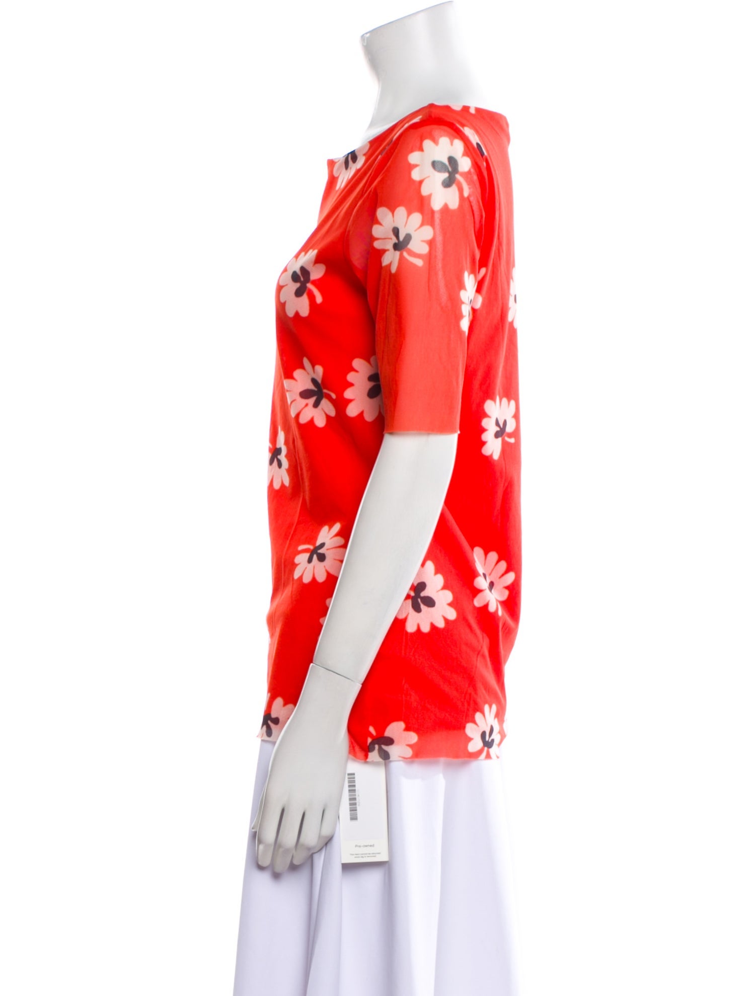 Ganni Floral Print Bateau Neckline Blouse