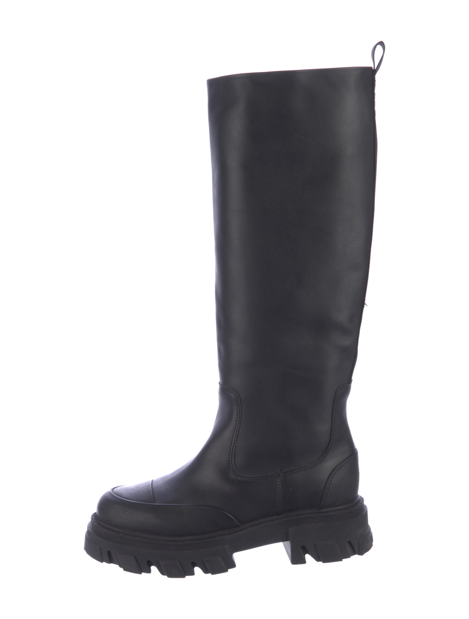 Ganni Leather Grosgrain Trim Boots