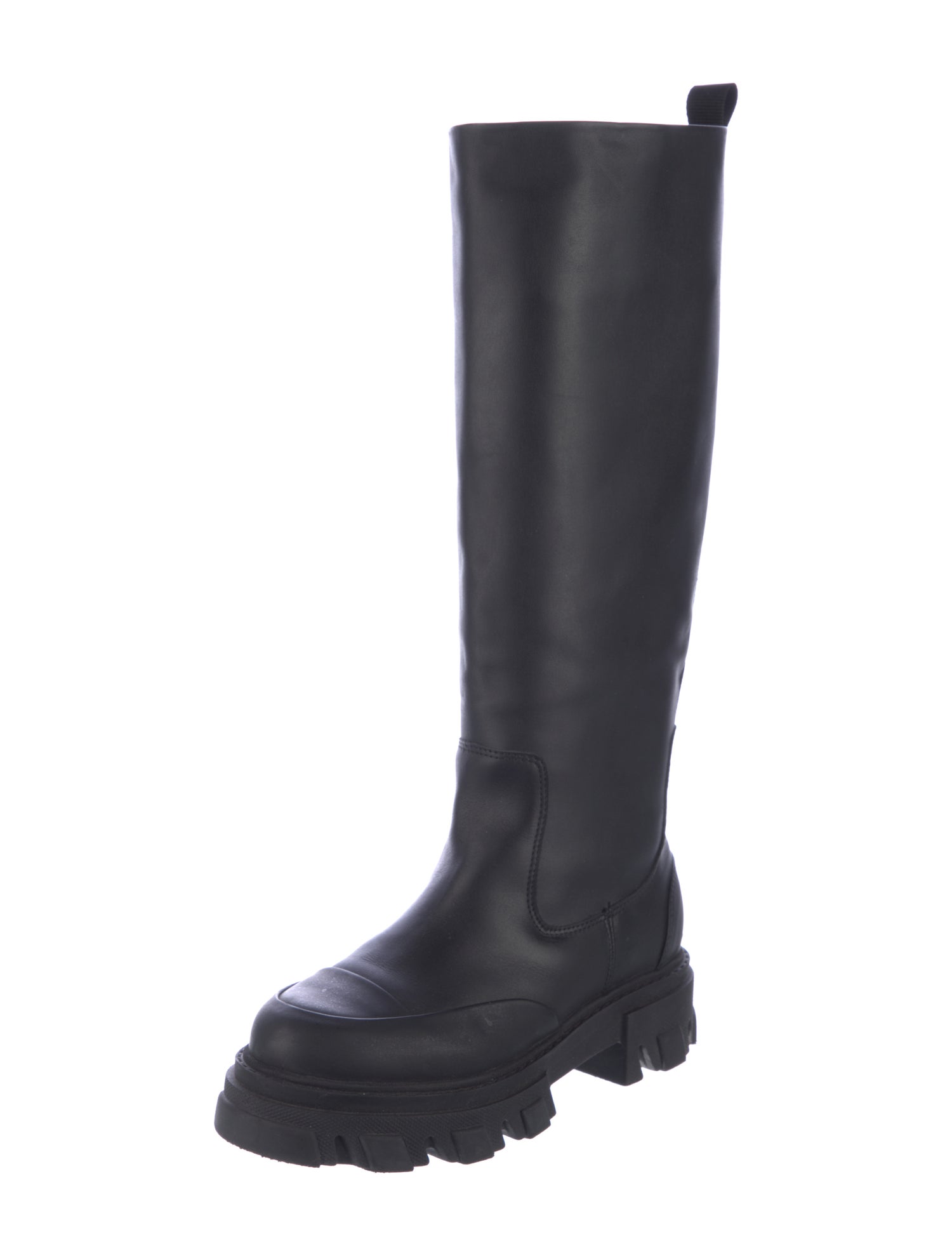 Ganni Leather Grosgrain Trim Boots