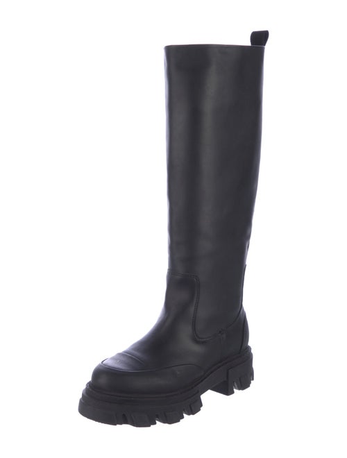 Ganni Leather Grosgrain Trim Boots