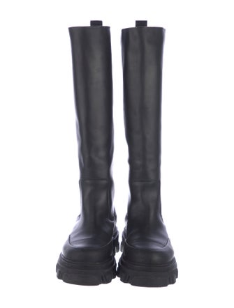 Ganni Leather Grosgrain Trim Boots
