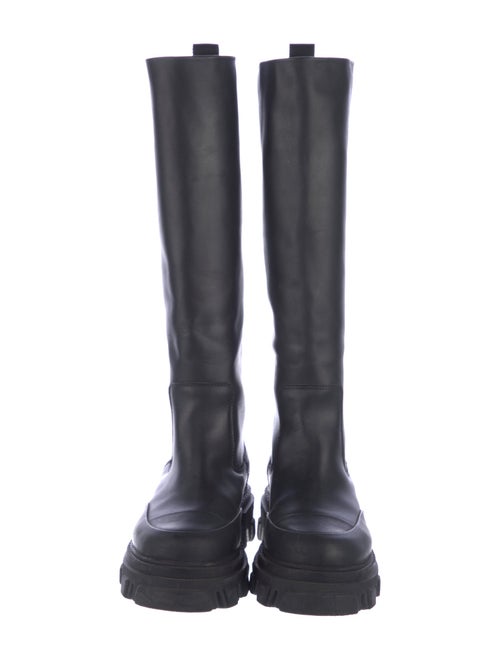 Ganni Leather Grosgrain Trim Boots