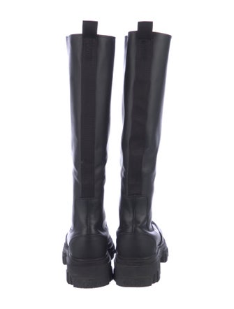 Ganni Leather Grosgrain Trim Boots