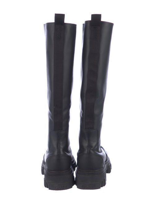 Ganni Leather Grosgrain Trim Boots
