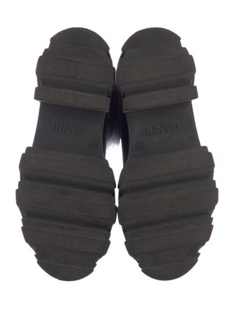 Ganni Leather Grosgrain Trim Boots