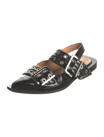 Ganni Patent Leather Slingback Flats
