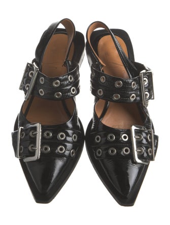 Ganni Patent Leather Slingback Flats