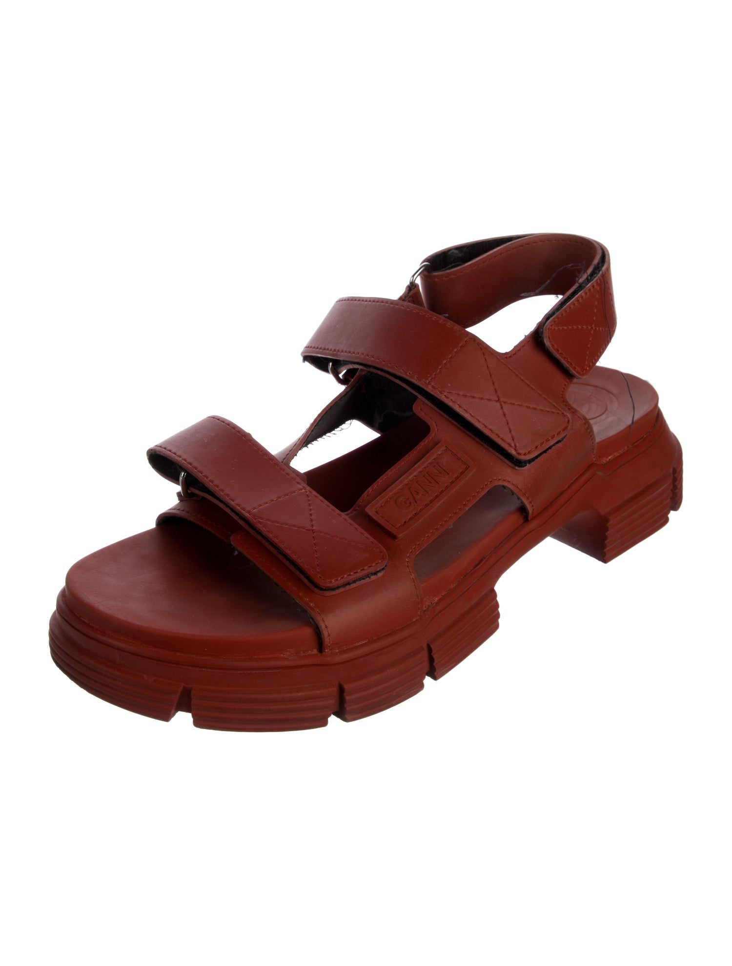 Ganni Leather Crystal Embellishments Slingback Flats