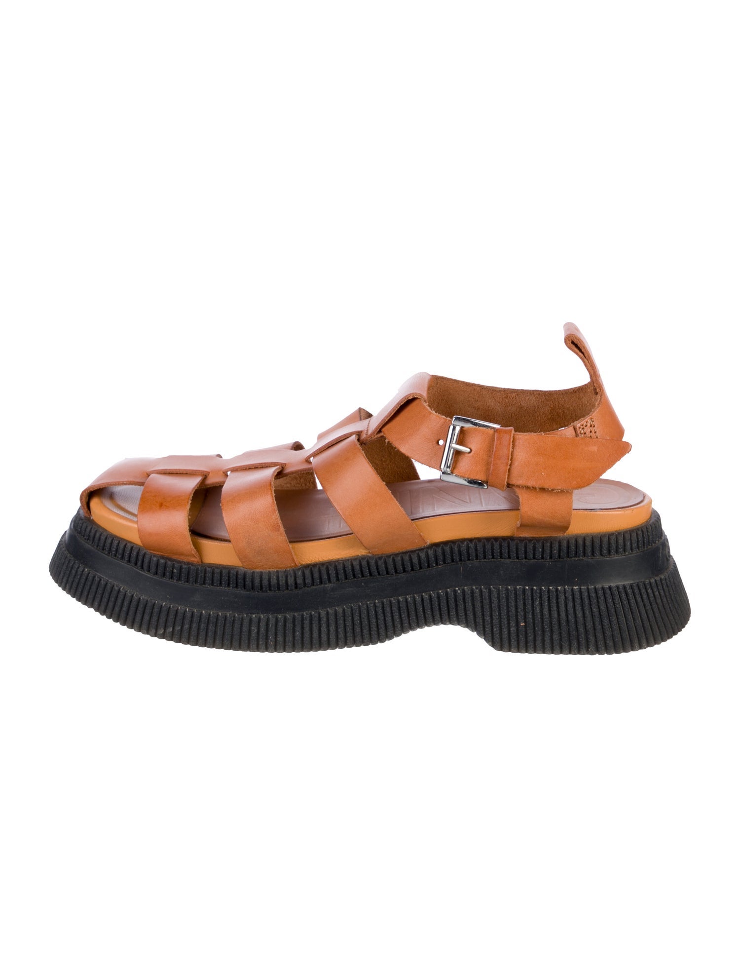 Ganni Leather Colorblock Pattern Slingback Flats