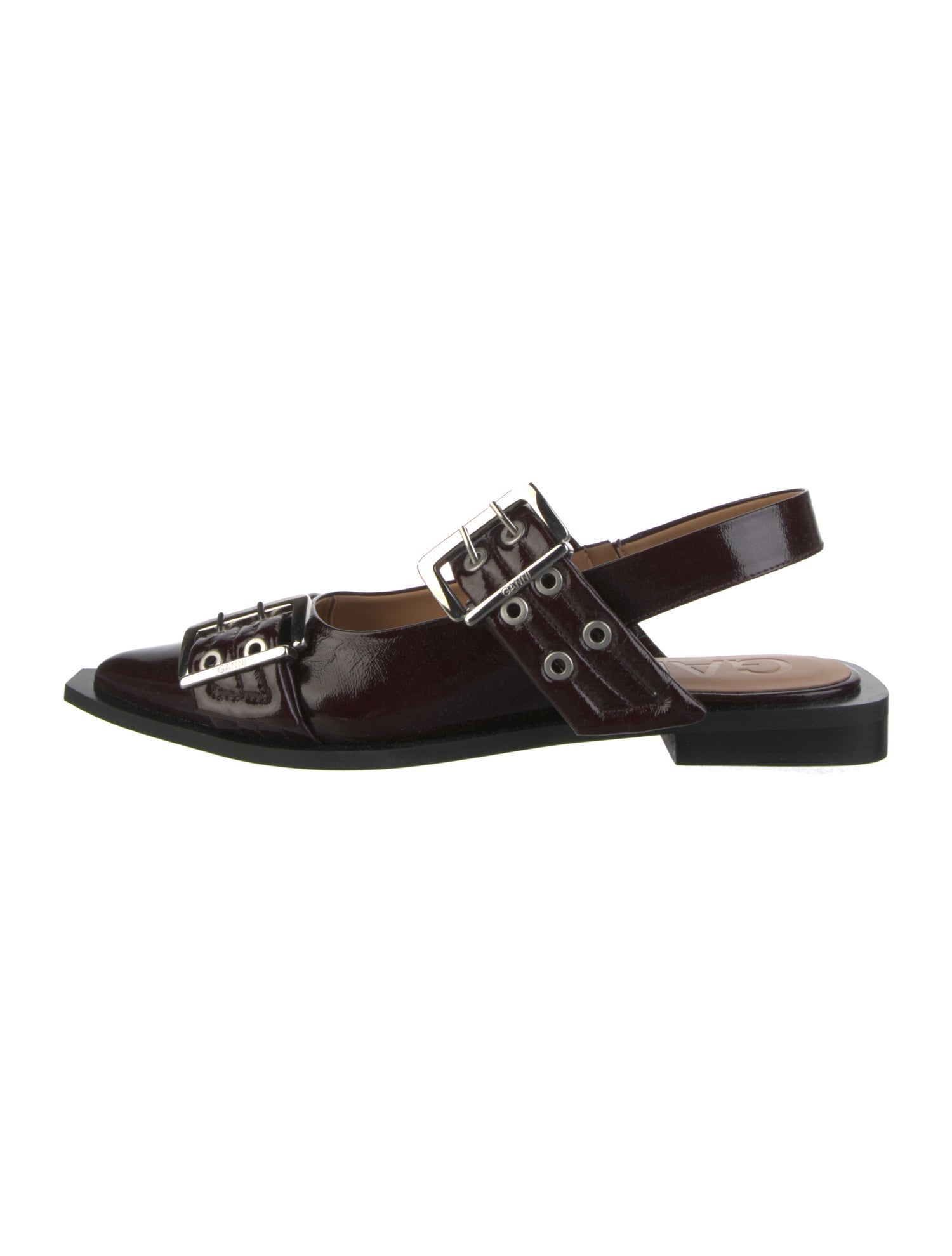 Ganni Patent Leather Slingback Flats w/ Tags