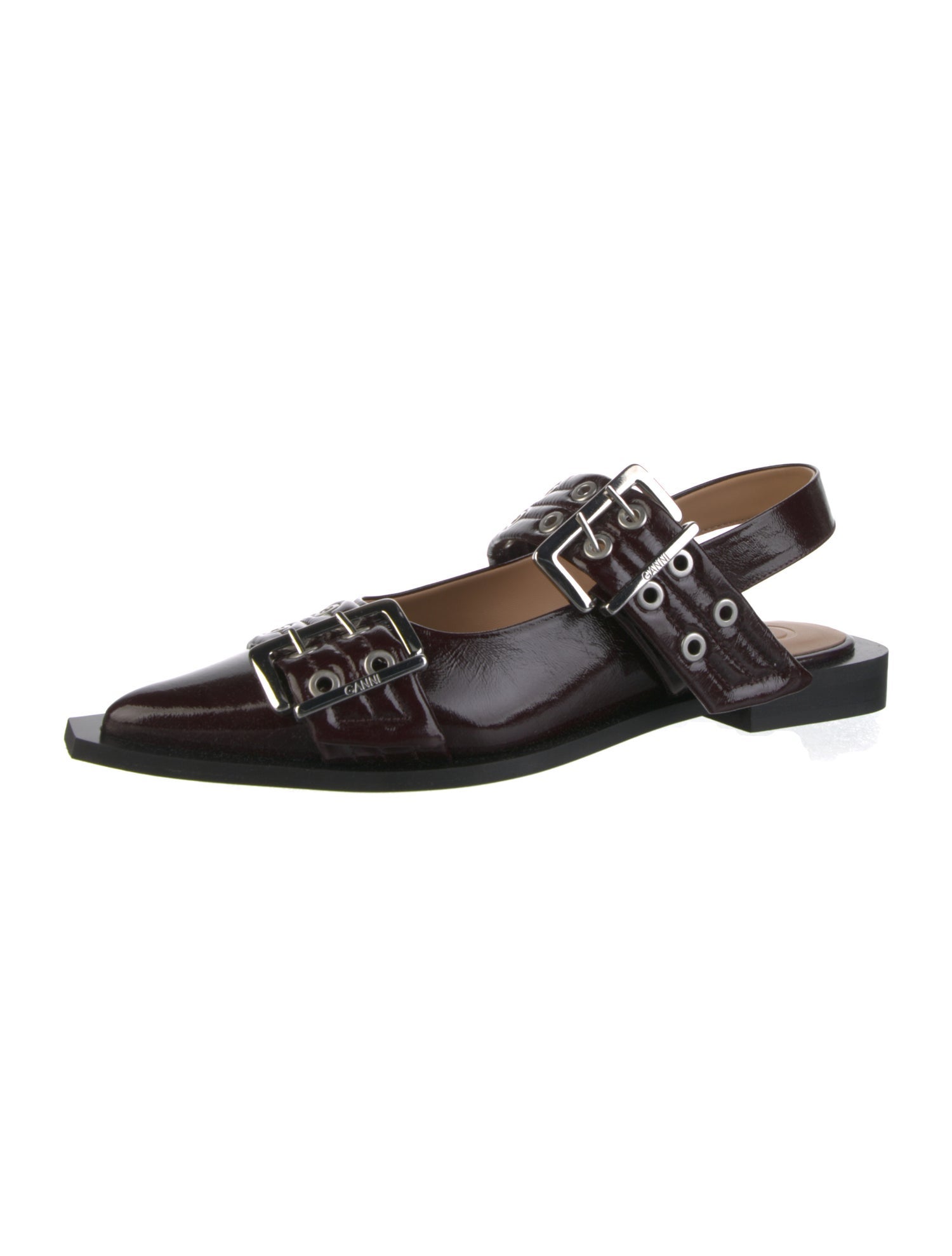 Ganni Patent Leather Slingback Flats w/ Tags