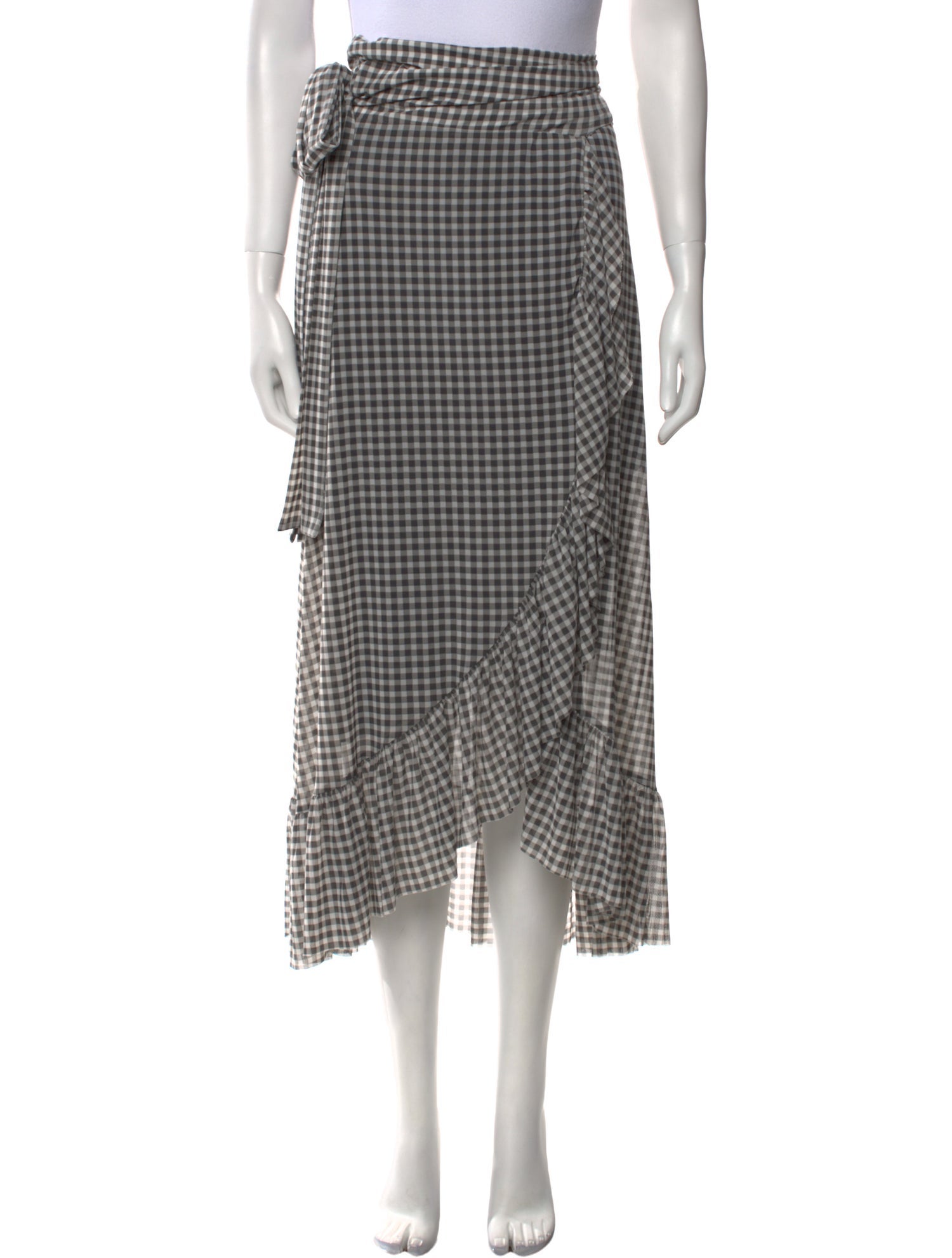 Ganni Plaid Print Midi Length Skirt