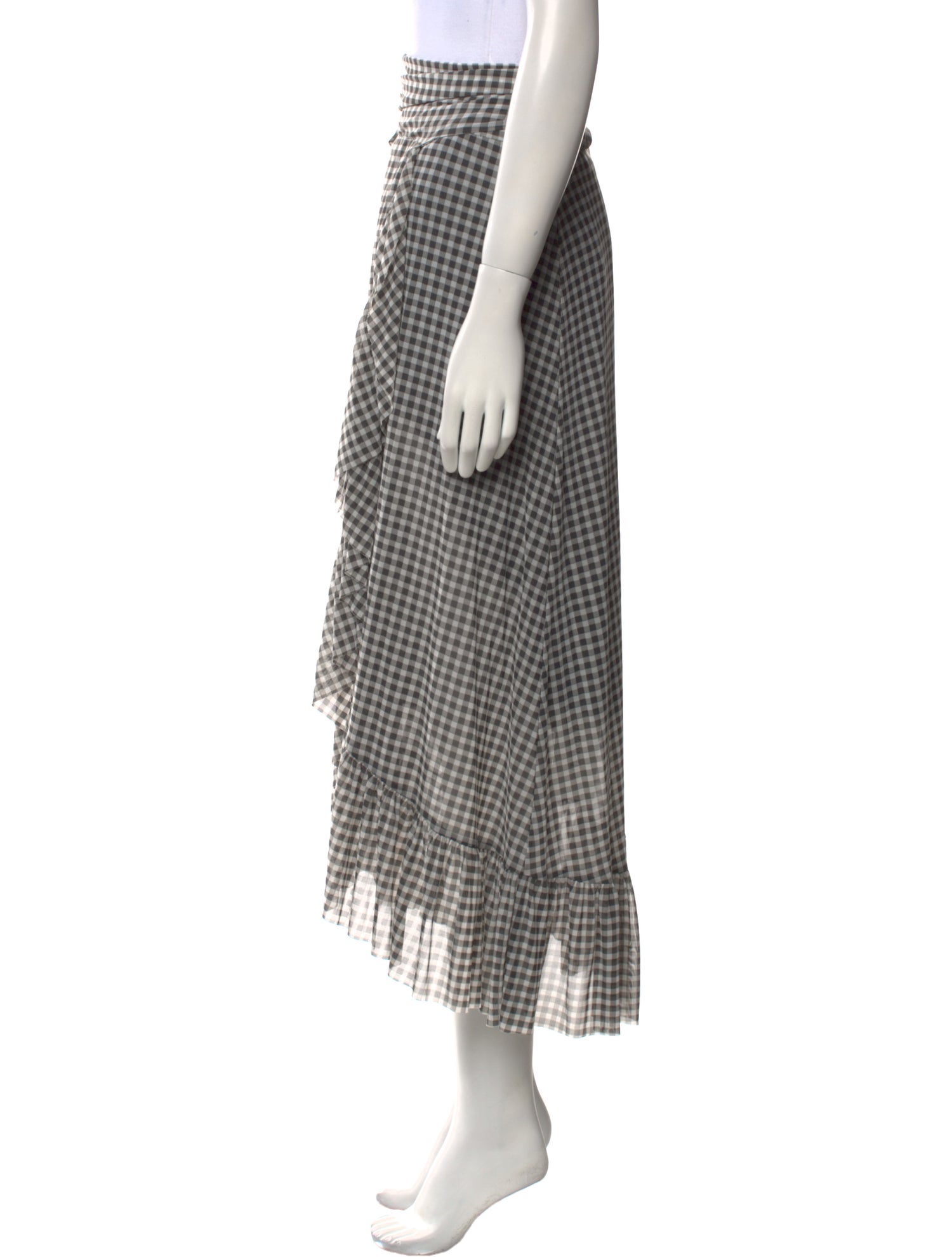 Ganni Plaid Print Midi Length Skirt