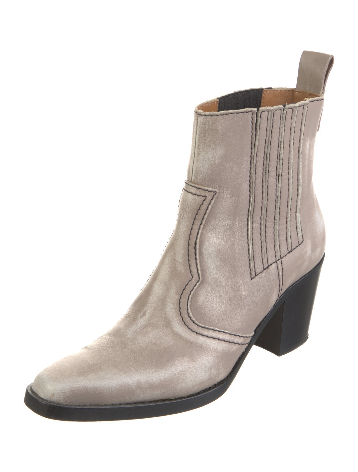 Ganni Leather Western Boots