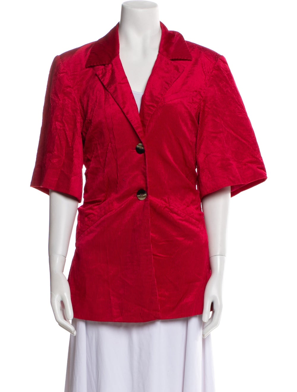 Ganni Jacket Red Pointed Collar Patch Pockets & - image 1