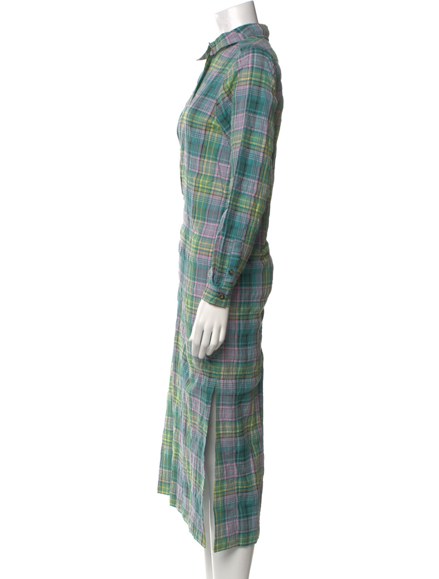 Ganni Plaid Print Long Dress